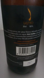 Cerveza artesana de autor Gastro